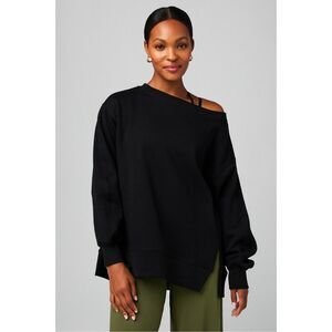 Fabletics Black Sweatshirt Boatneck/Off Shoulder Brand New Sz. XL